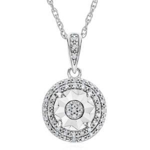 1/10 CT. T.W. Double Halo Diamond Pendant Necklace